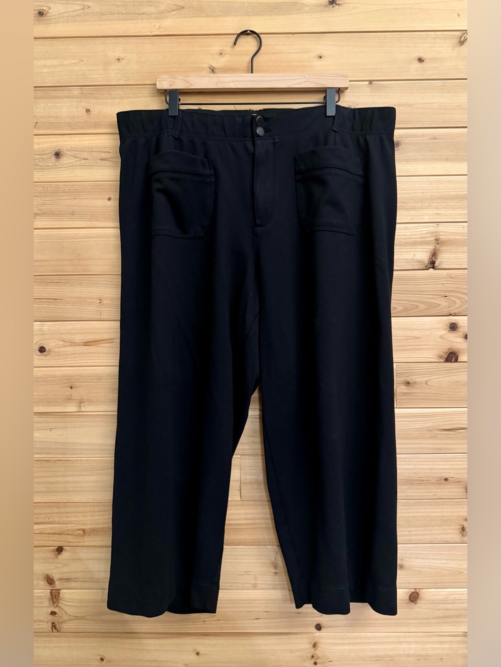 Democracy 20W Black Ab Technology High Waisted Wide Leg Crop Knit Dress Pants